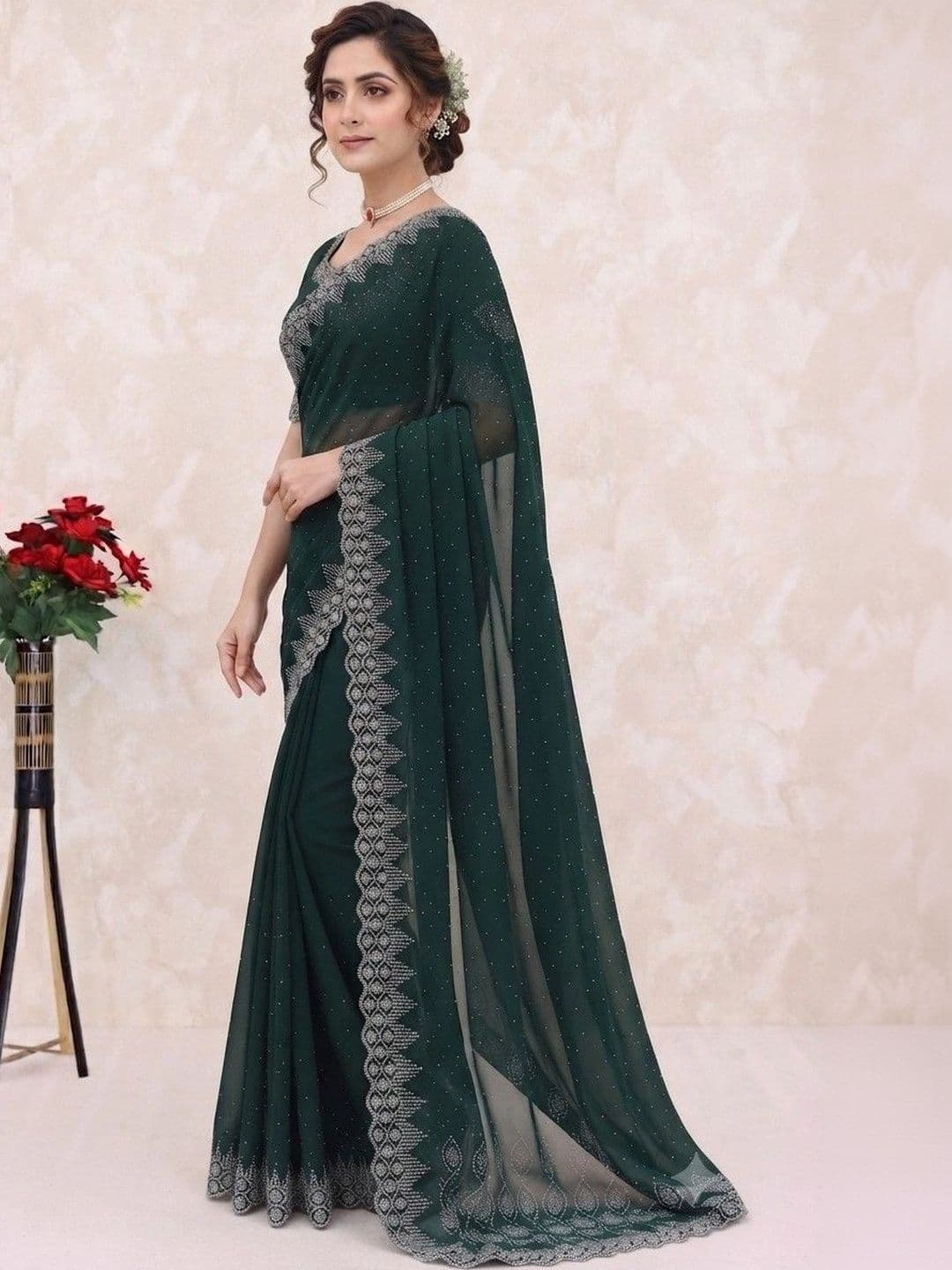 SmileyFashion Pure Georgette Saree thumbnail 2