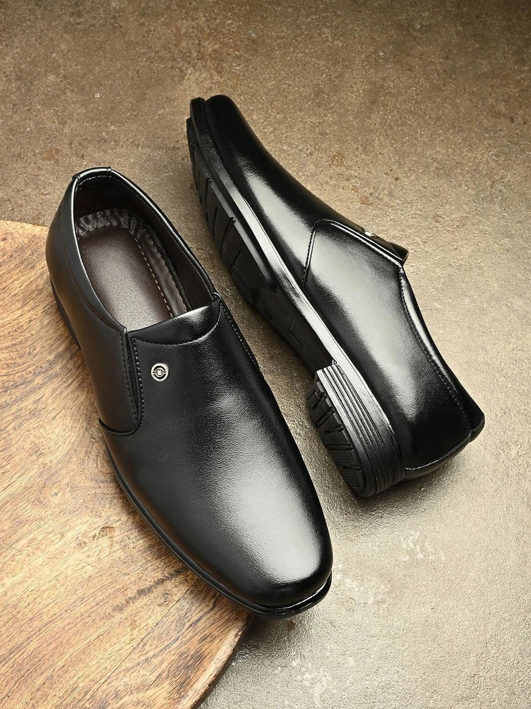 HERE&NOW Leather Square Toe Formal Slip-Ons - view 1