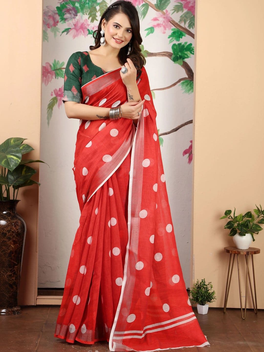 HERE&NOW Women Polka Dot Saree - view 1