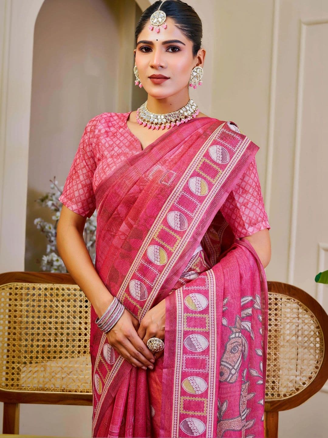 HERE&NOW Ethnic Motifs Silk Cotton Handloom Saree thumbnail 5
