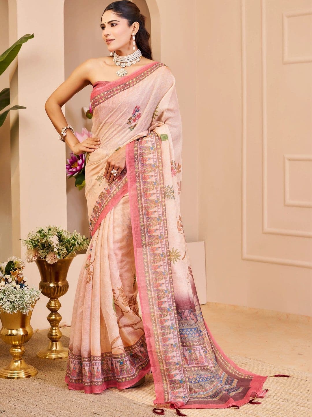 MANVAA Floral Silk Cotton Handloom Saree thumbnail 7