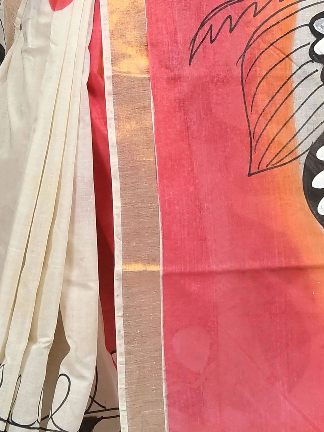 GitAsit Hand Painted Zari Saree thumbnail 5