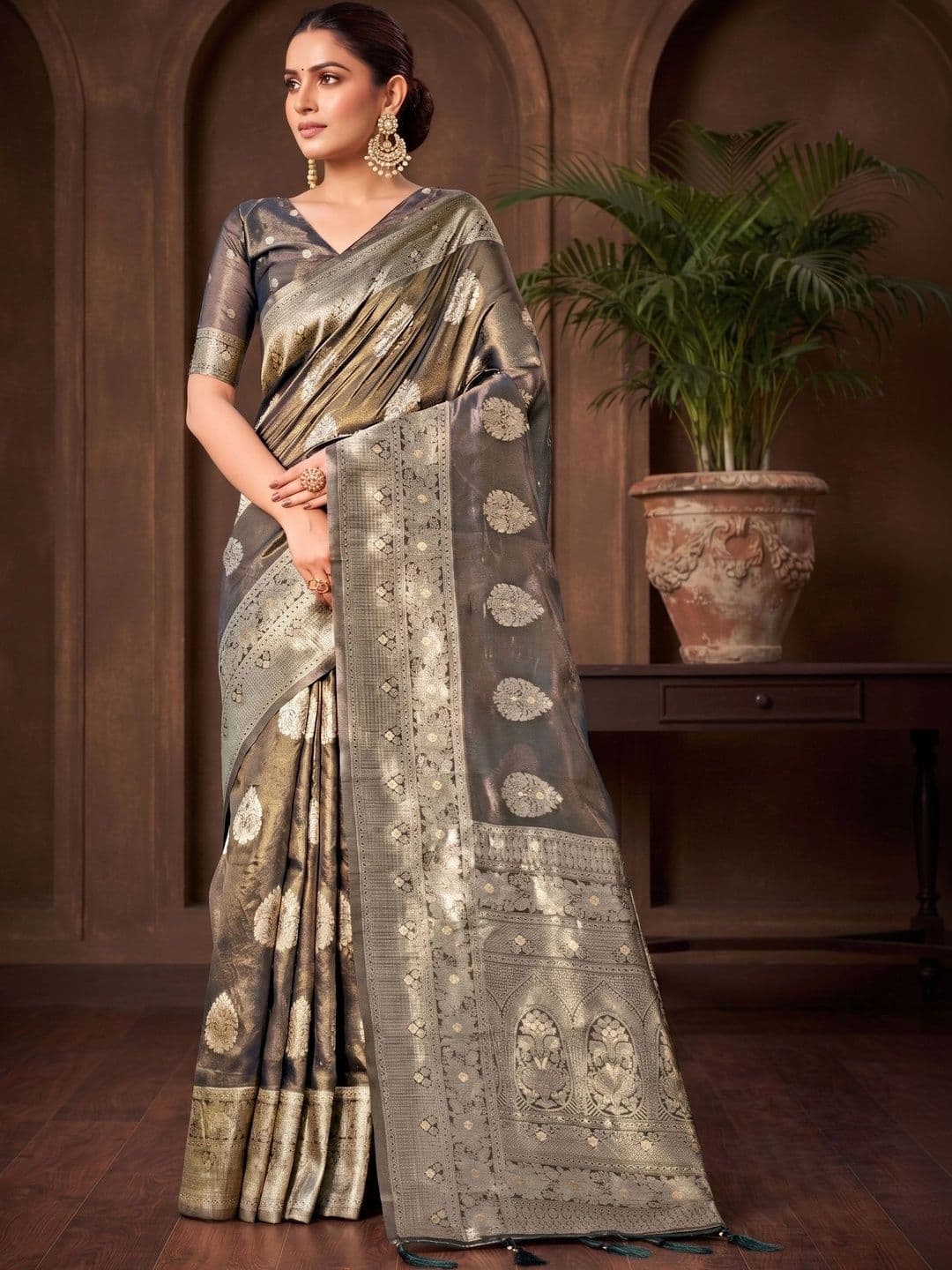 MONJOLIKA FASHION Embellished Zari Silk Blend Designer Bomkai silk Saree - view 1