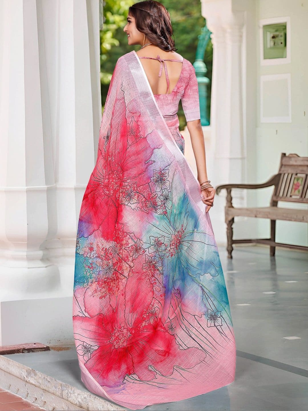Maroosh Floral Saree thumbnail 6