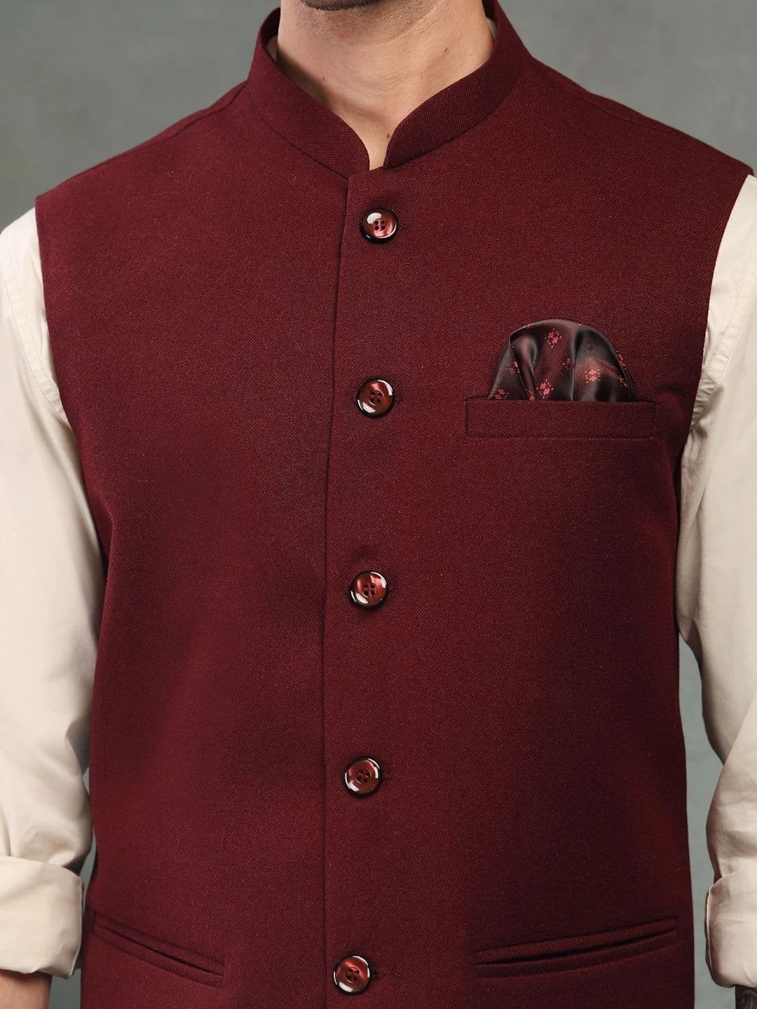 Badoliya & Sons Pure Wool Woven Nehru Jackets thumbnail 7