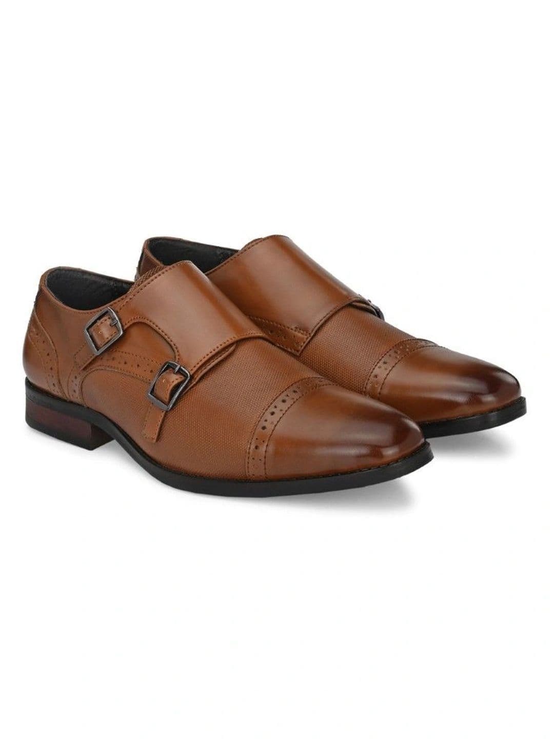 House of Pataudi Men Textured Formal Monk Shoes thumbnail 7