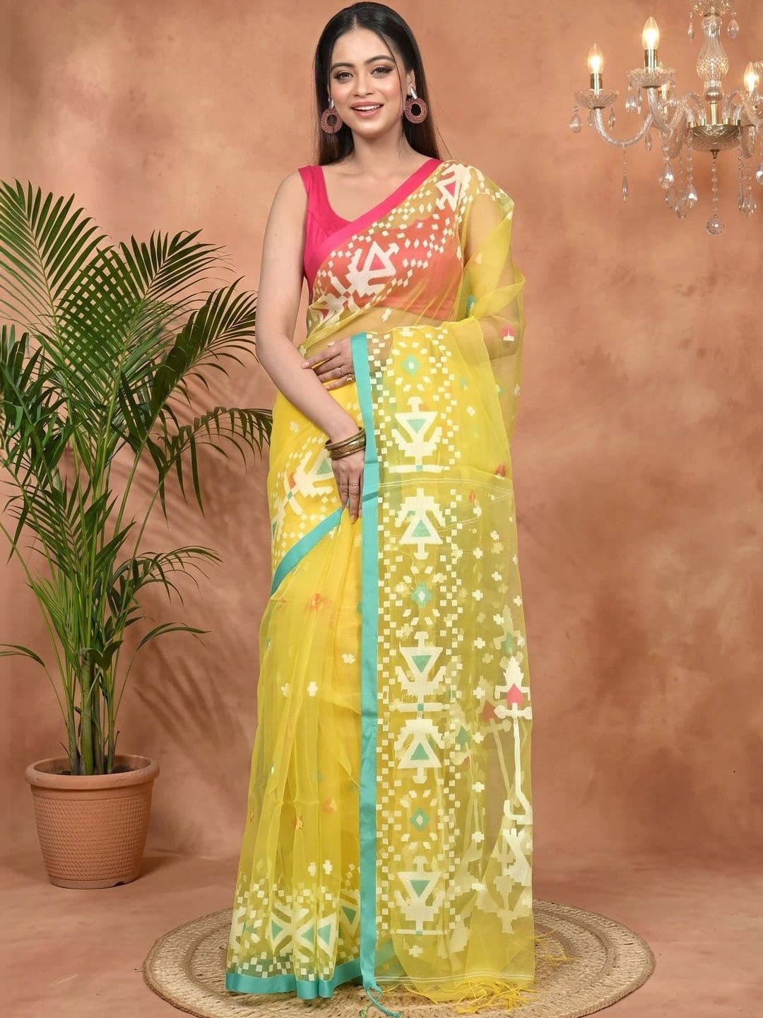 GitAsit Ethnic Motifs Sequinned Handloom Taant Saree thumbnail 7