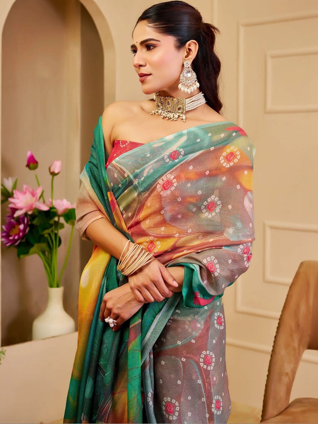 HERE&NOW Women  Silk Cotton Handloom Saree thumbnail 4