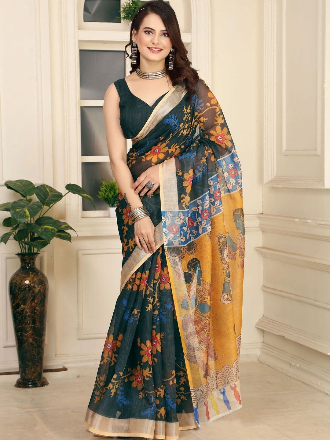 MANVAA Floral Saree thumbnail 4