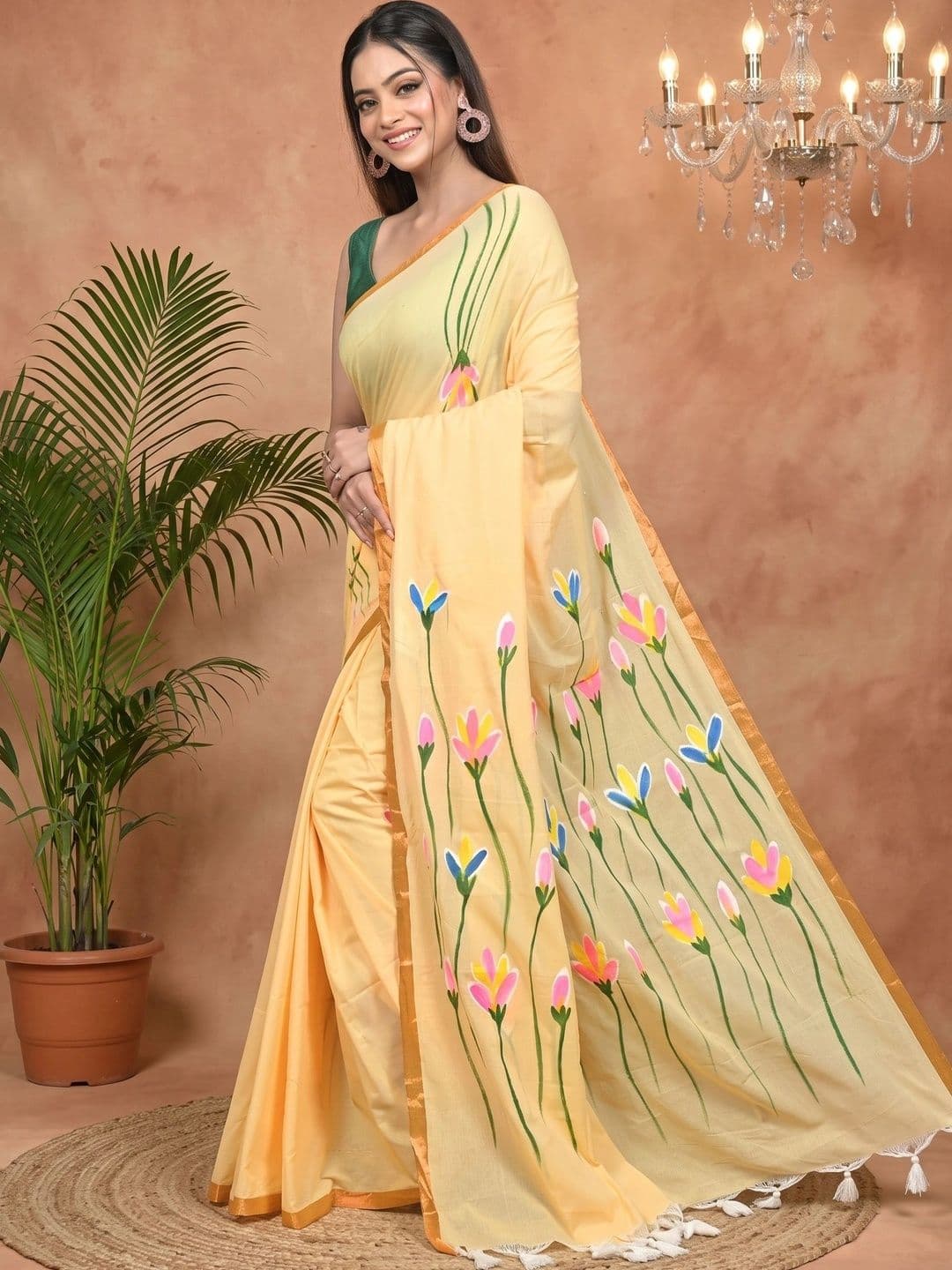 GitAsit Women Ethnic Motifs Sequinned Pure Cotton Handloom Taant Saree thumbnail 4
