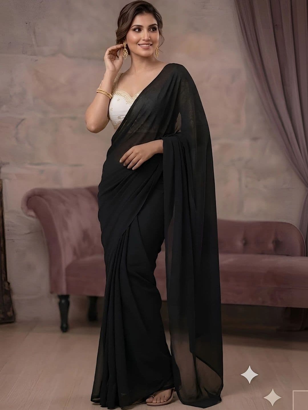 VRAGI Embroidered Saree thumbnail 5