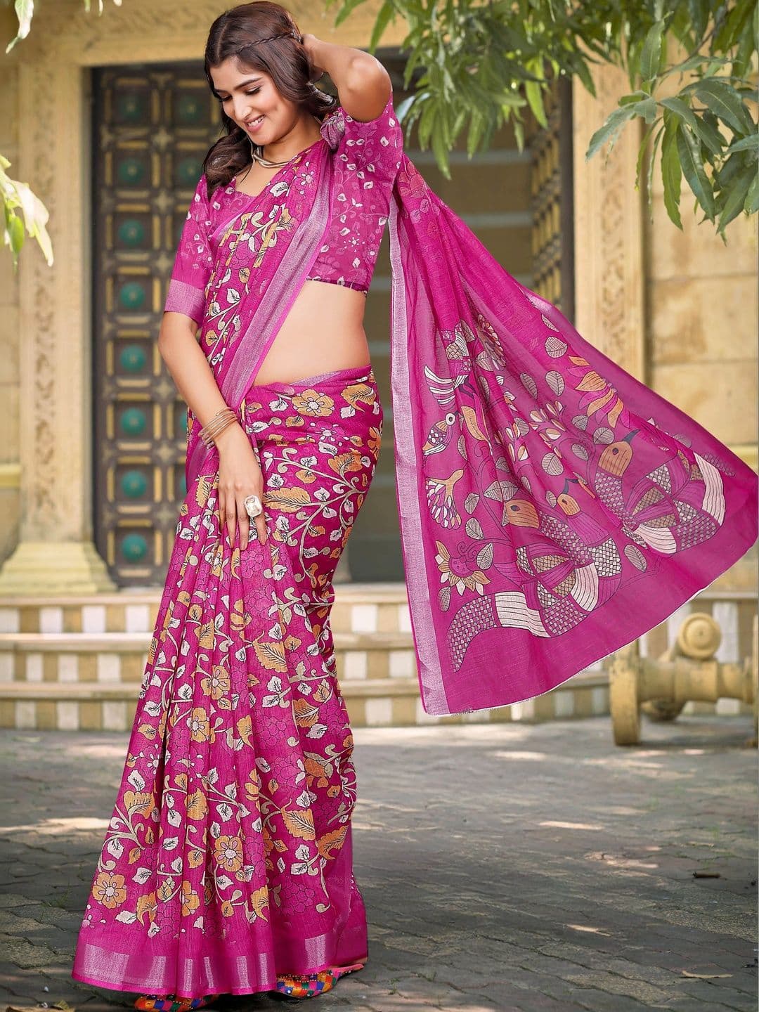 MANVAA Floral Saree thumbnail 6
