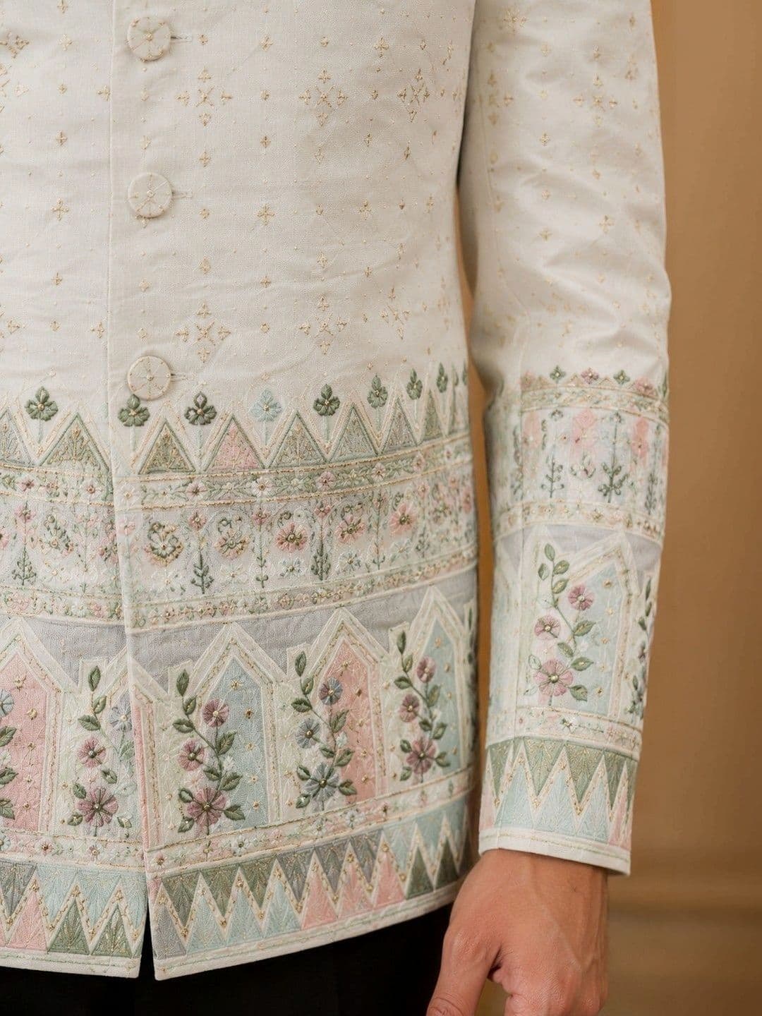 House of Pataudi Printed Mandarin Collar Jodhpuri Blazers thumbnail 2