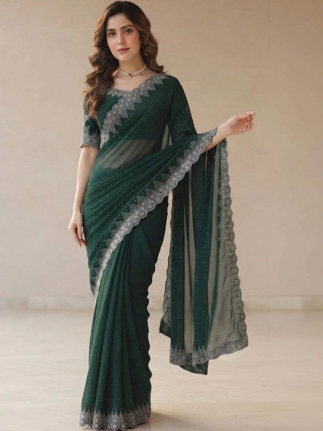 SmileyFashion Pure Georgette Saree - view 1