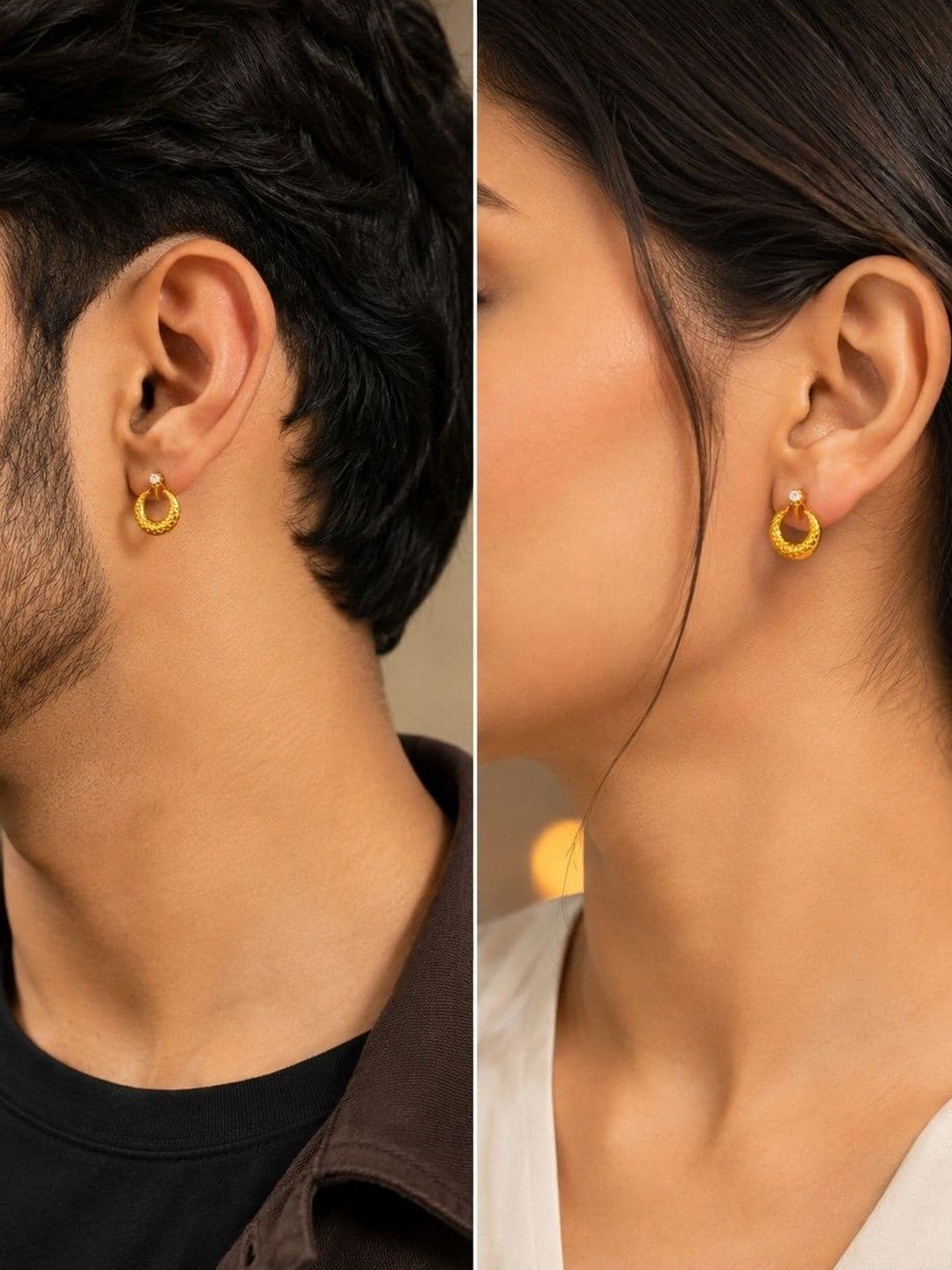 Adhvik Crescent Shaped Half Hoop Earrings thumbnail 4