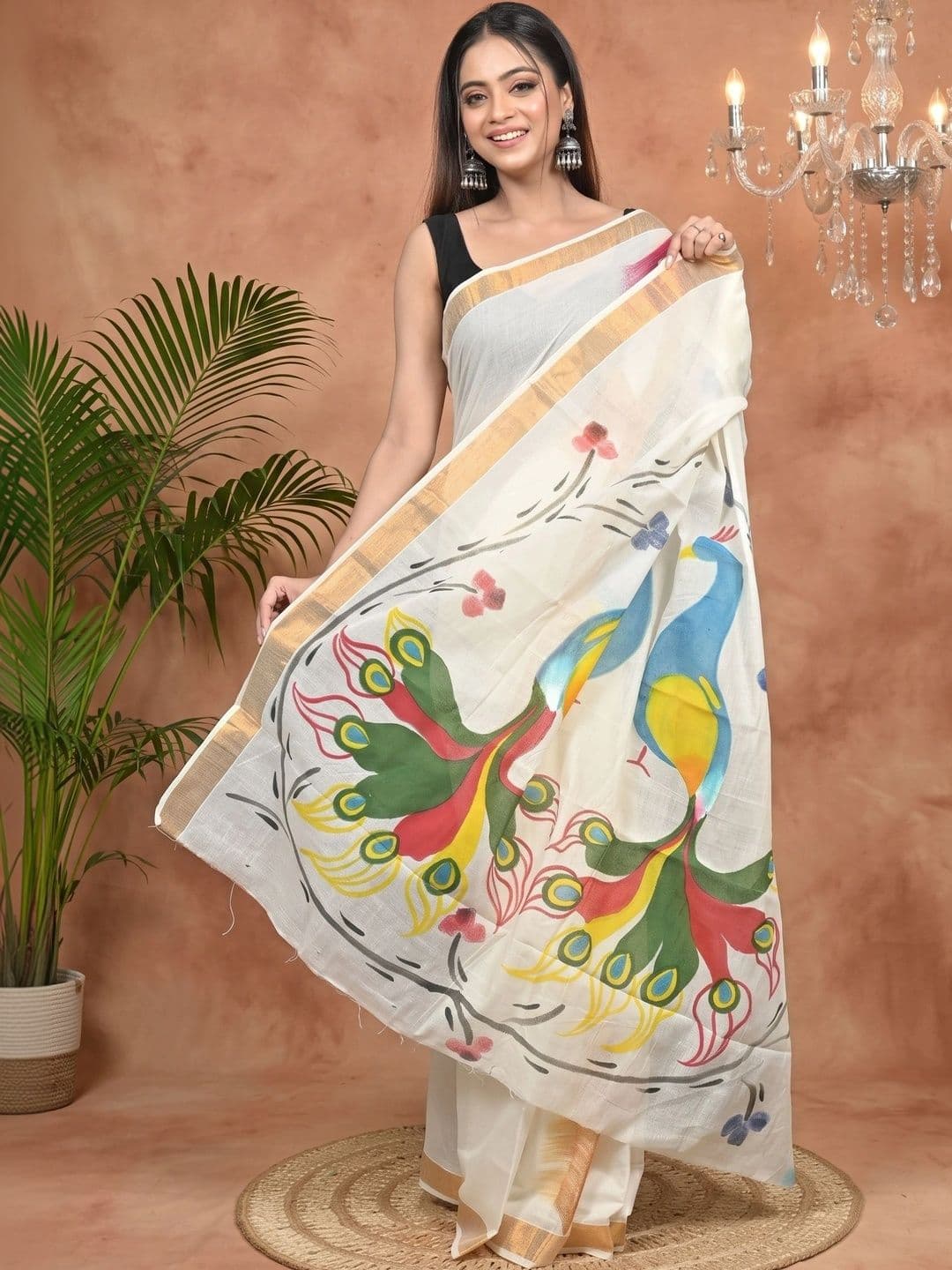 GitAsit Women  Ethnic Motifs Sequinned Pure Cotton Handloom Taant Saree thumbnail 4