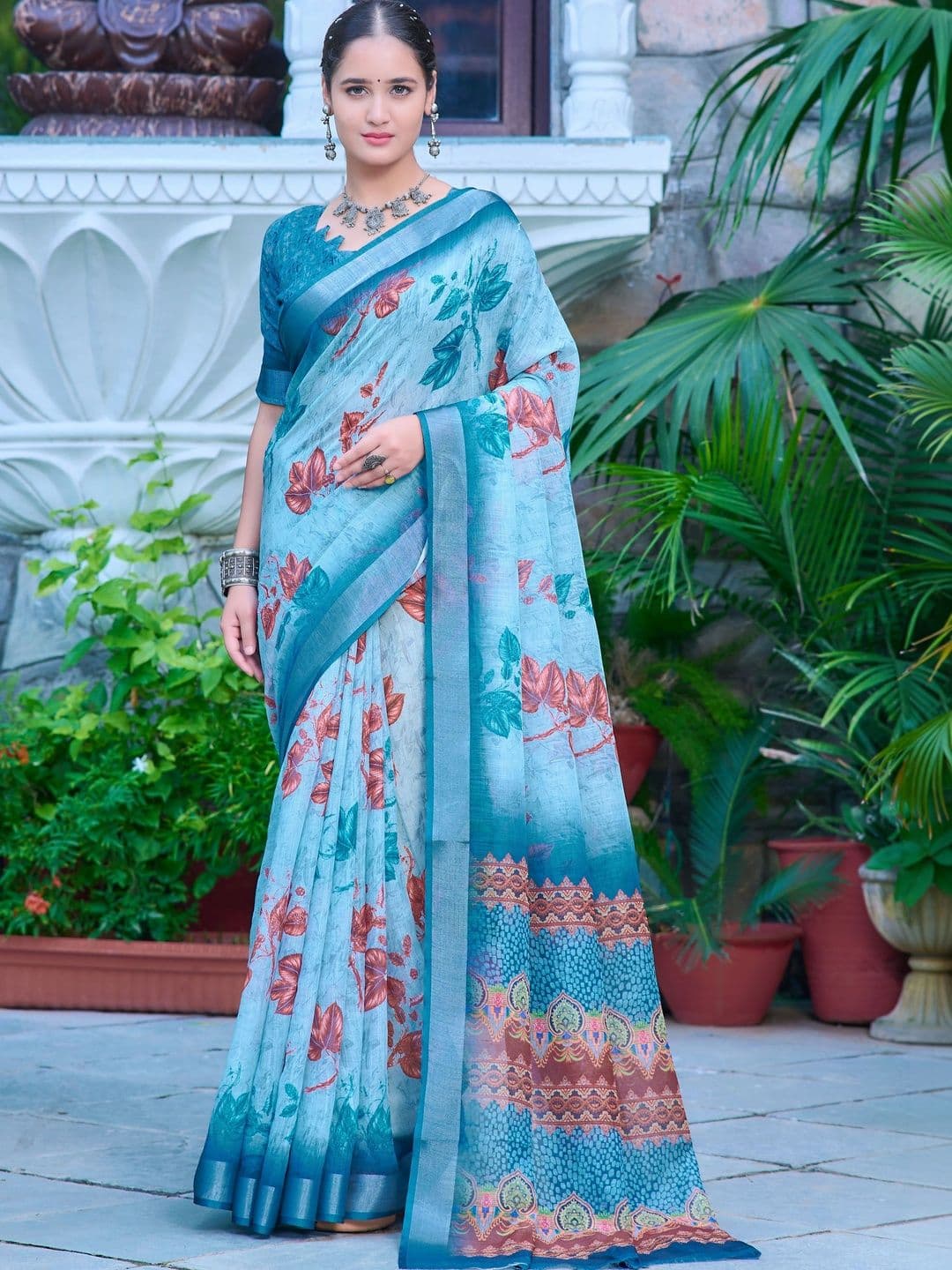 HERE&NOW Floral Printed Saree - view 1