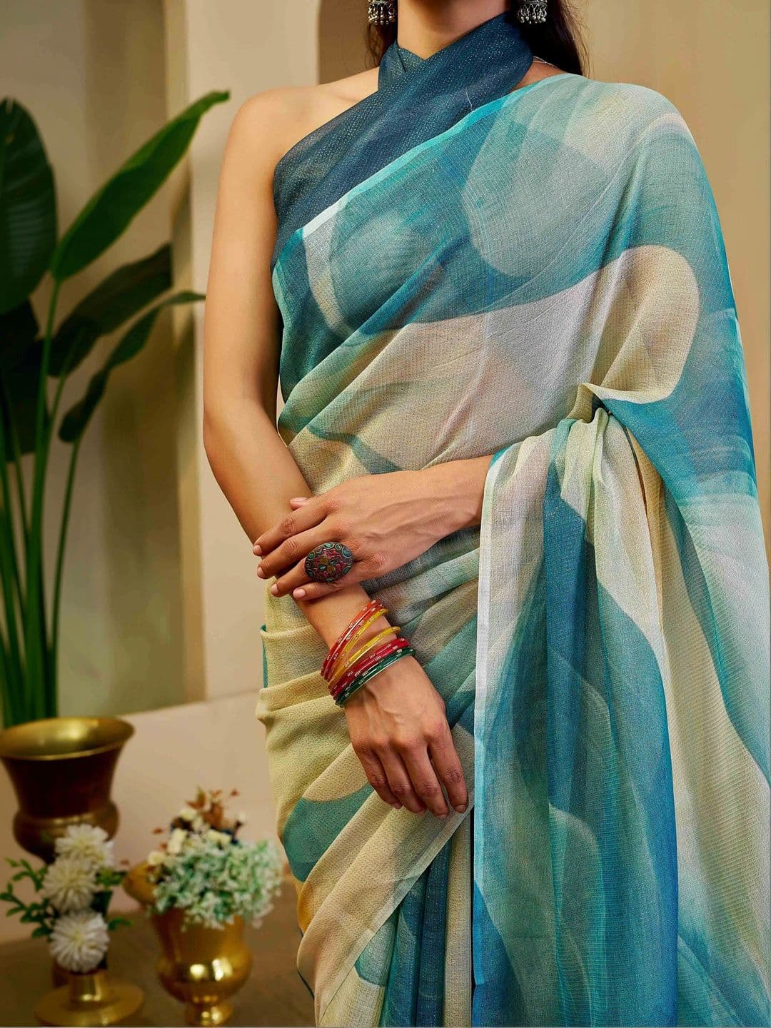 Maroosh Women Silk Cotton Handloom Saree thumbnail 3
