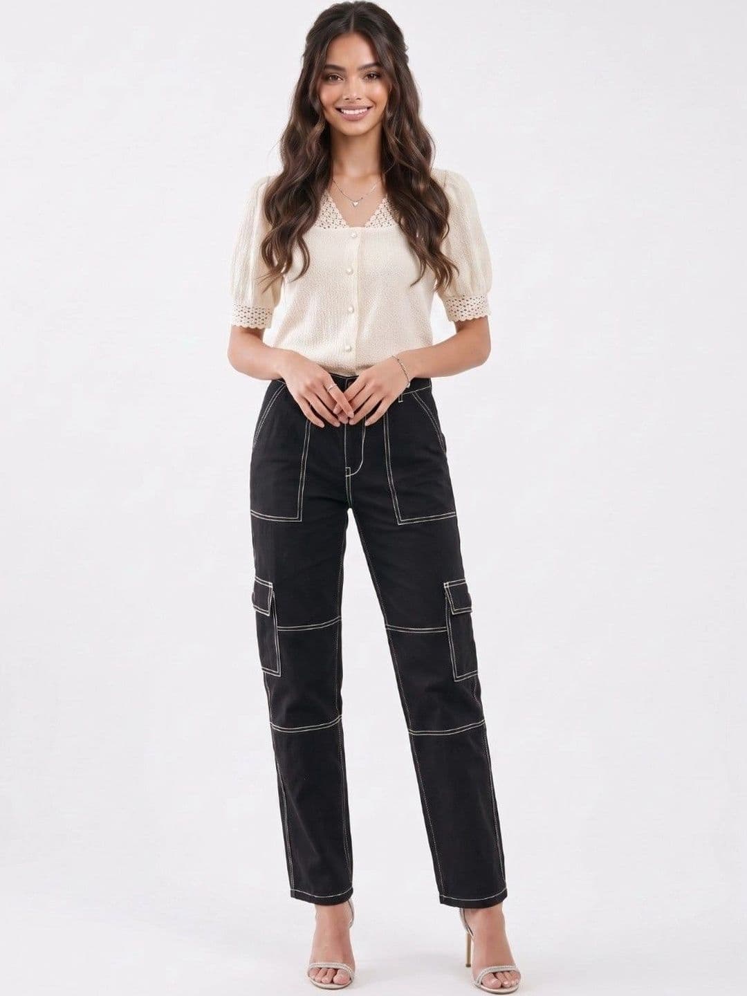 FLARING Women Relaxed Fit Mid-Rise Stretchable Jeans thumbnail 4