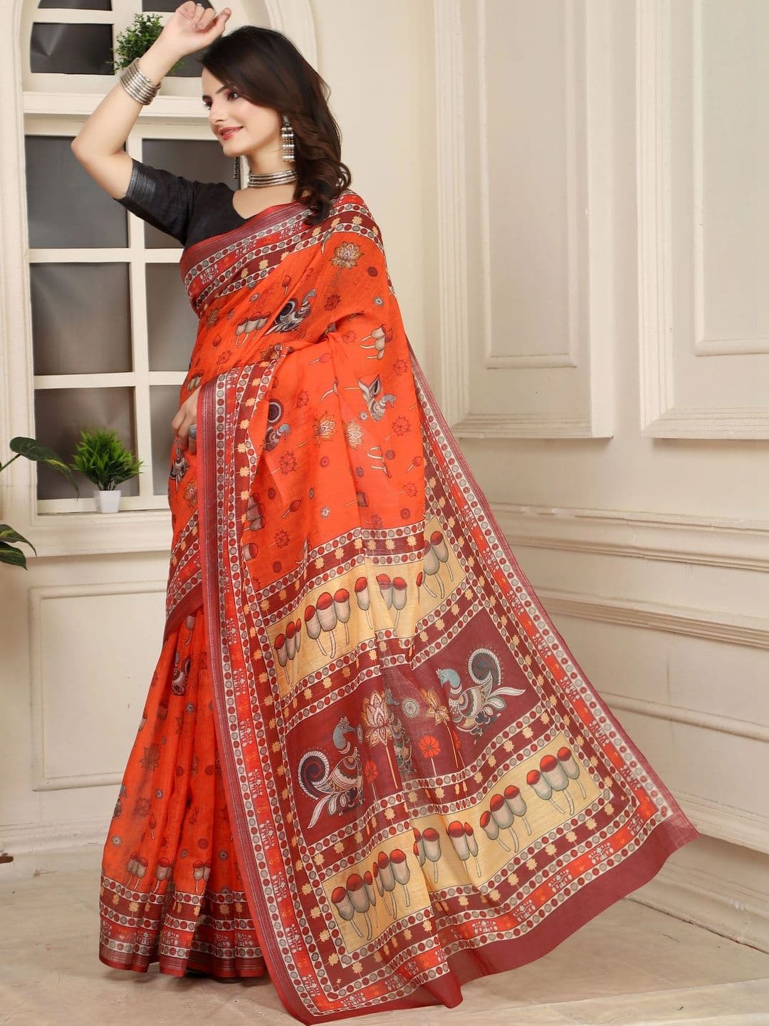 MANVAA  Women Printed Floral Saree thumbnail 6