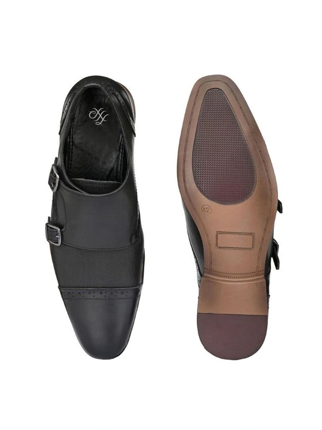 House of Pataudi Men Textured Formal Monk Shoes thumbnail 3
