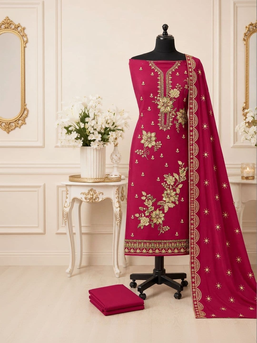 BHAIRAV TEX Embroidered Unstitched Dress Material thumbnail 4