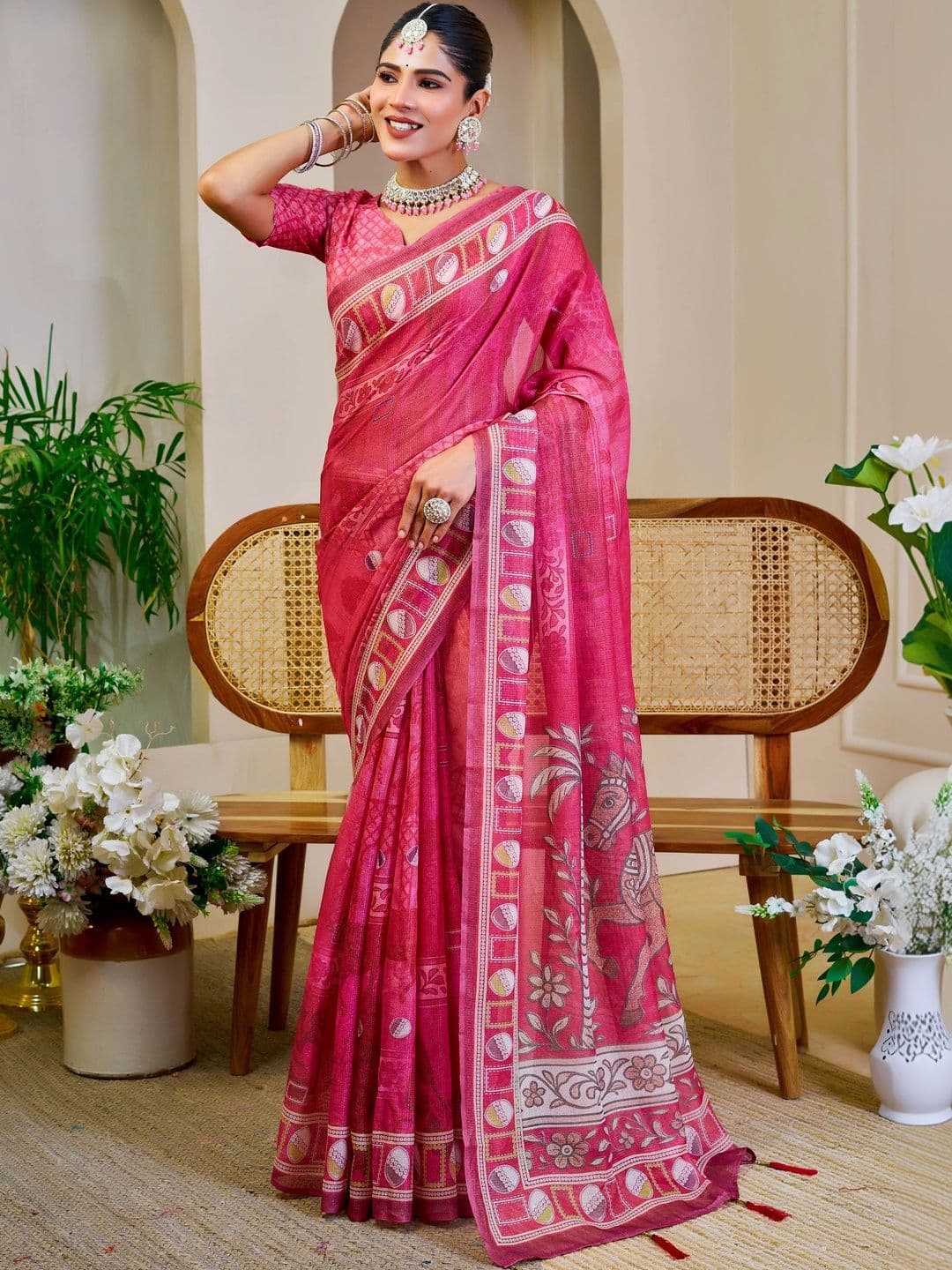 MANVAA Kalamkari Silk Cotton Handloom Saree - view 1