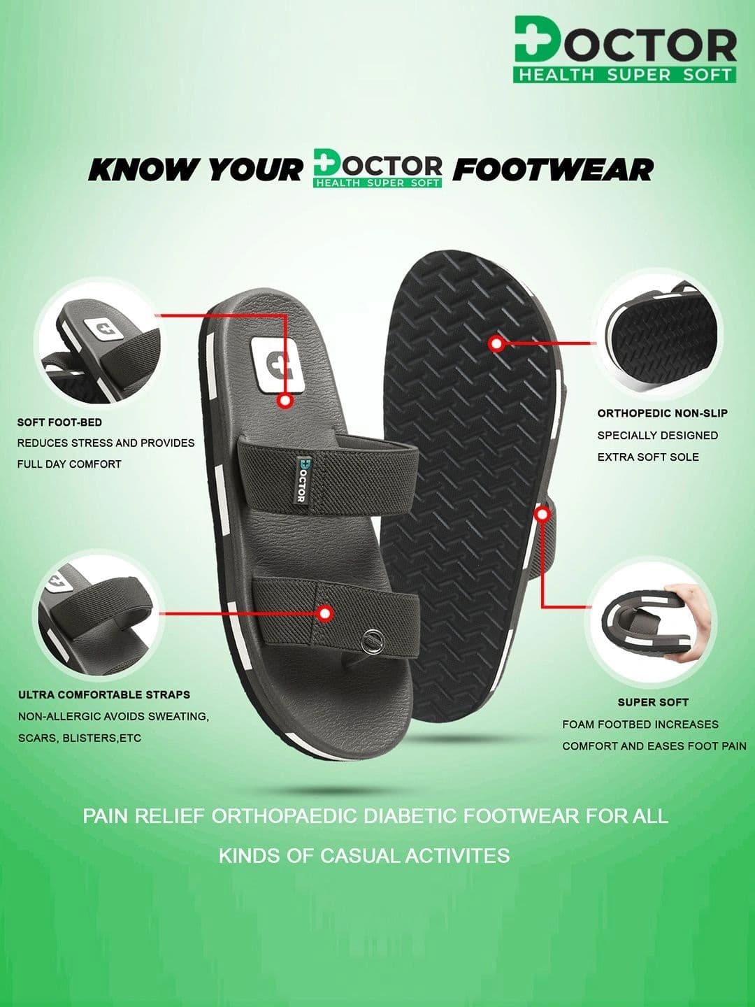DOCTOR HEALTH SUPER SOFT  Men Slip-On Comfort Sandals thumbnail 4