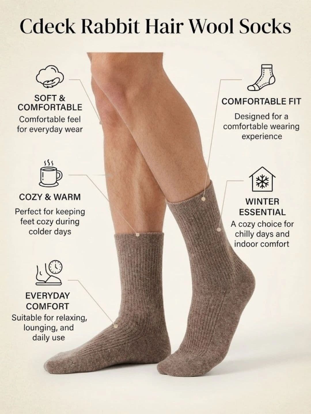 Cdeck Men Woolen Above Ankle Socks thumbnail 5