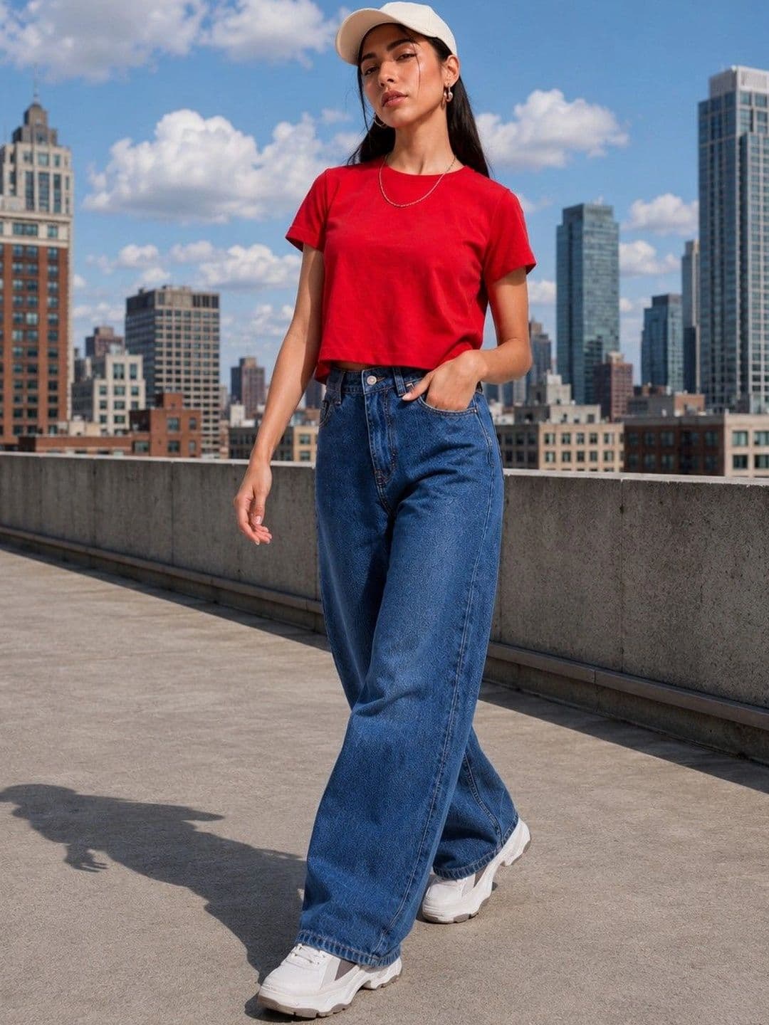 DressBerry Women Comfort Wide Leg High-Rise Light Fade Stretchable Jeans thumbnail 4