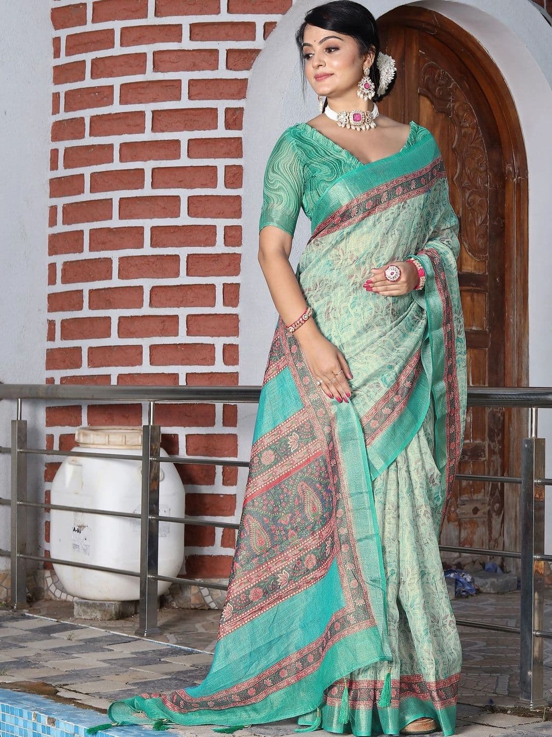 Maroosh Silk Cotton Handloom Saree thumbnail 2