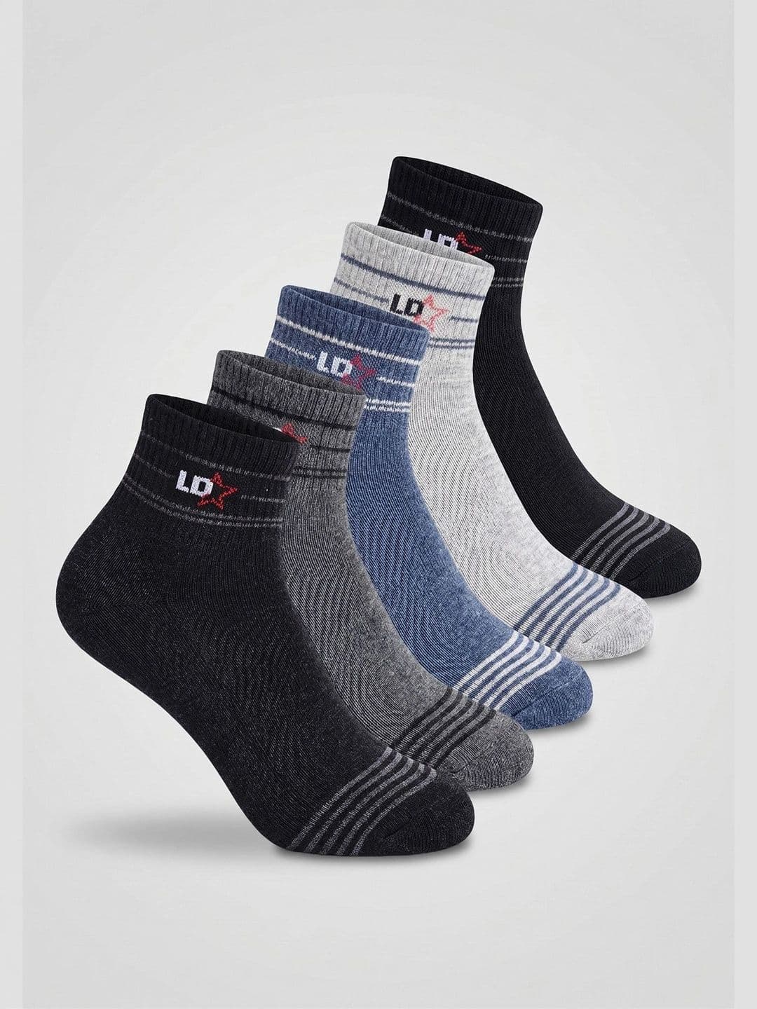 Moda Rapido Men Pack of 5 Cotton Striped Above Ankle Socks thumbnail 2