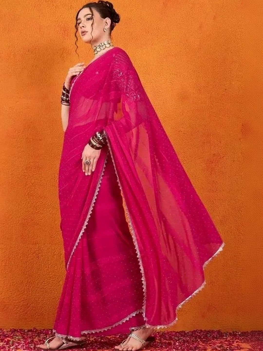 FABRELLA Embellished Embroidered Banarasi Saree thumbnail 5