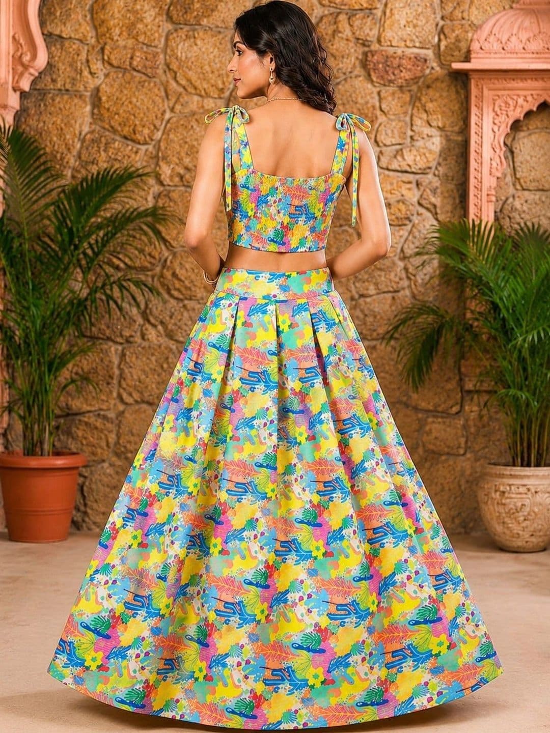 JK STORES Printed Floral Lehenga Set thumbnail 2
