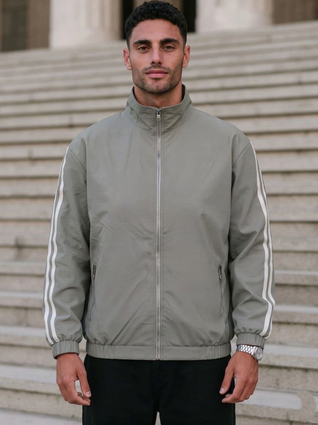 NeMe Couture Men Striped Lightweight Sporty Jacket - view 1