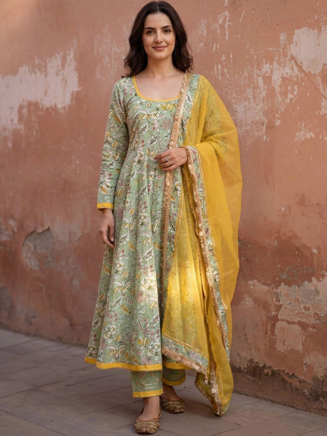 KALINI Women Floral Printed Regular Kurta with Trousers & With Dupatta - view 1
