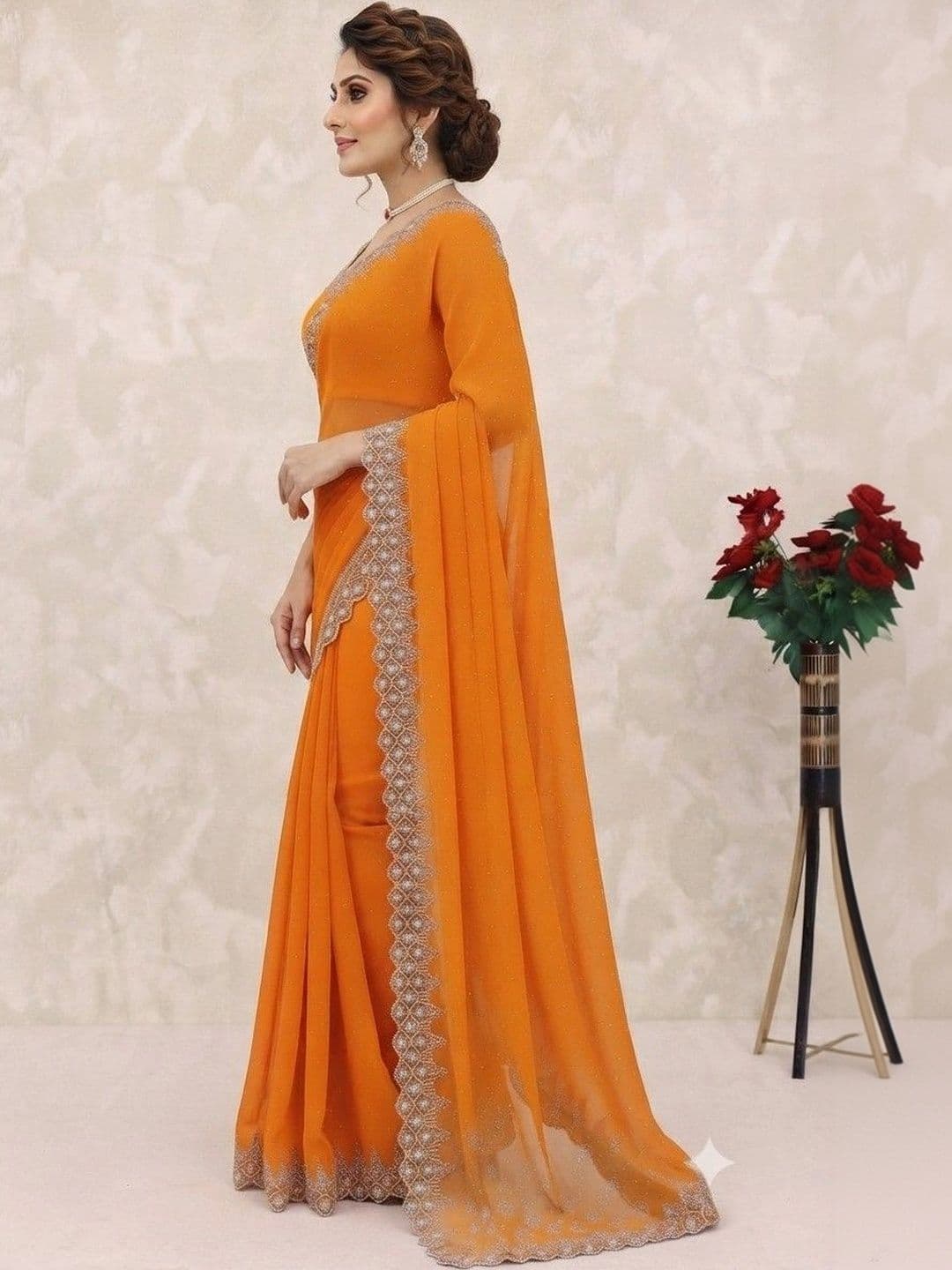 SmileyFashion Pure Georgette Saree thumbnail 6