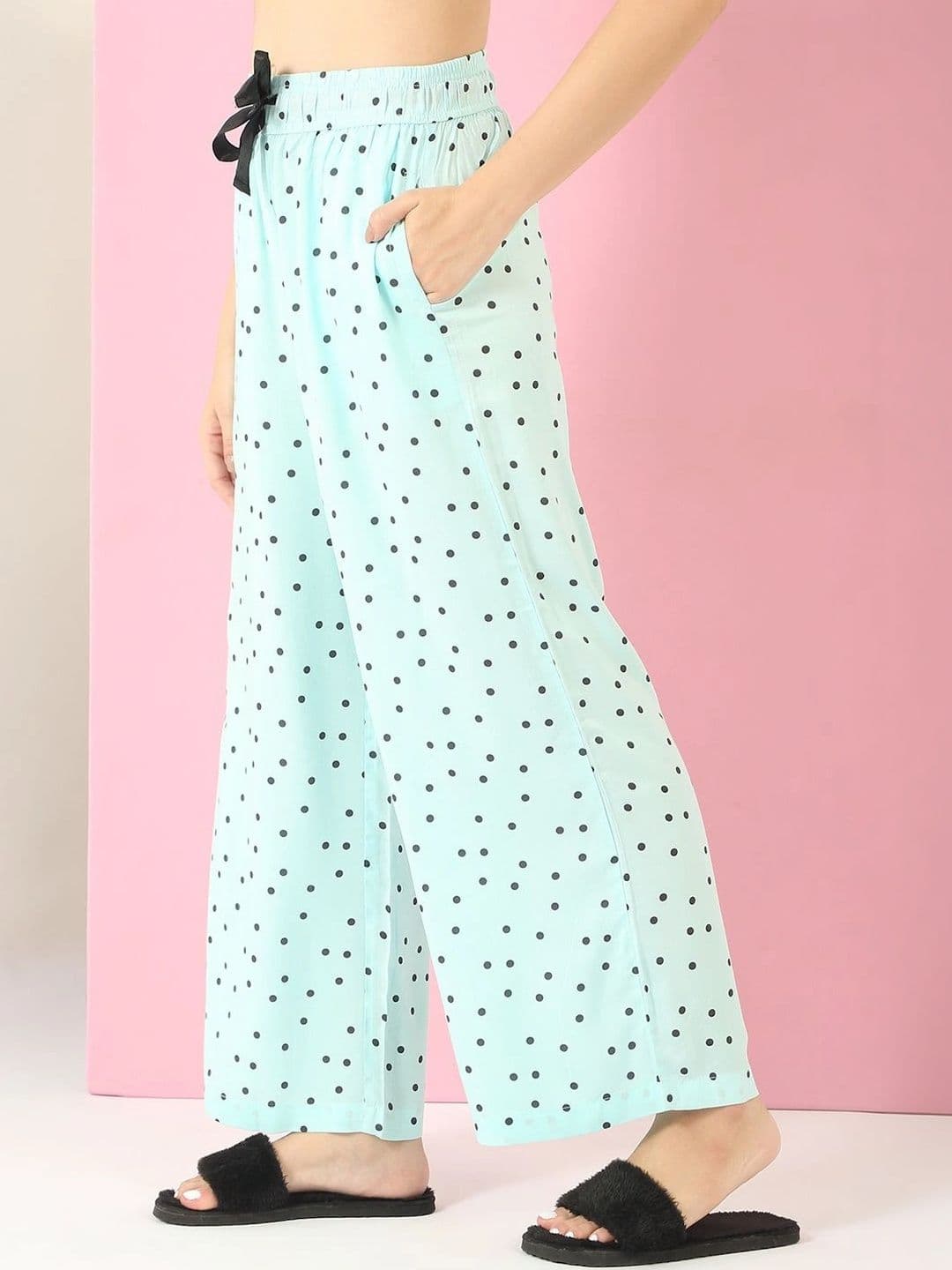 Sweet Dreams Women Polka Dot Printed Knitted Palazzos thumbnail 5