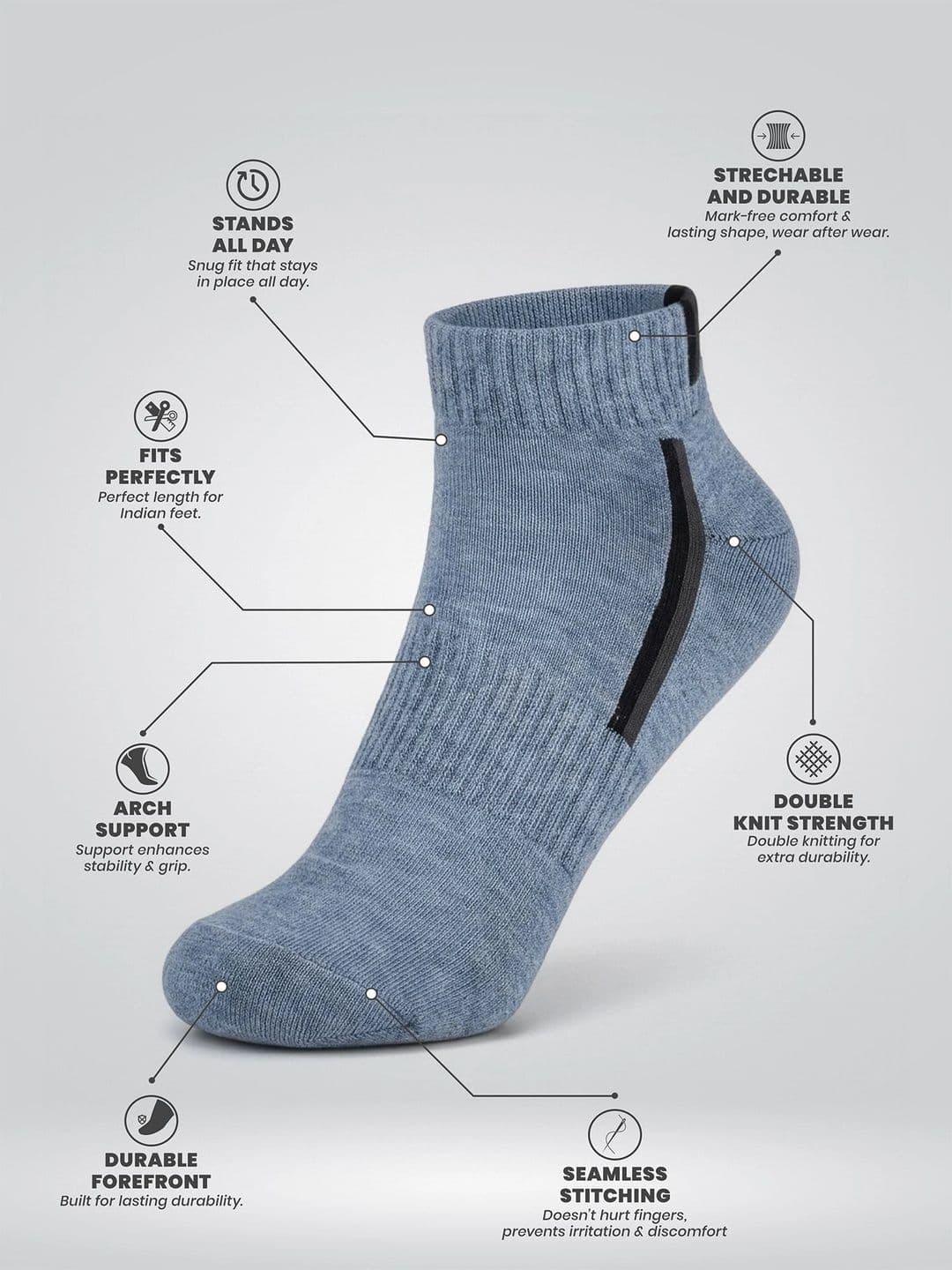 LOUIS STITCH Men Pack of 2 Cotton Assorted Patterned Ankle Length Socks thumbnail 4