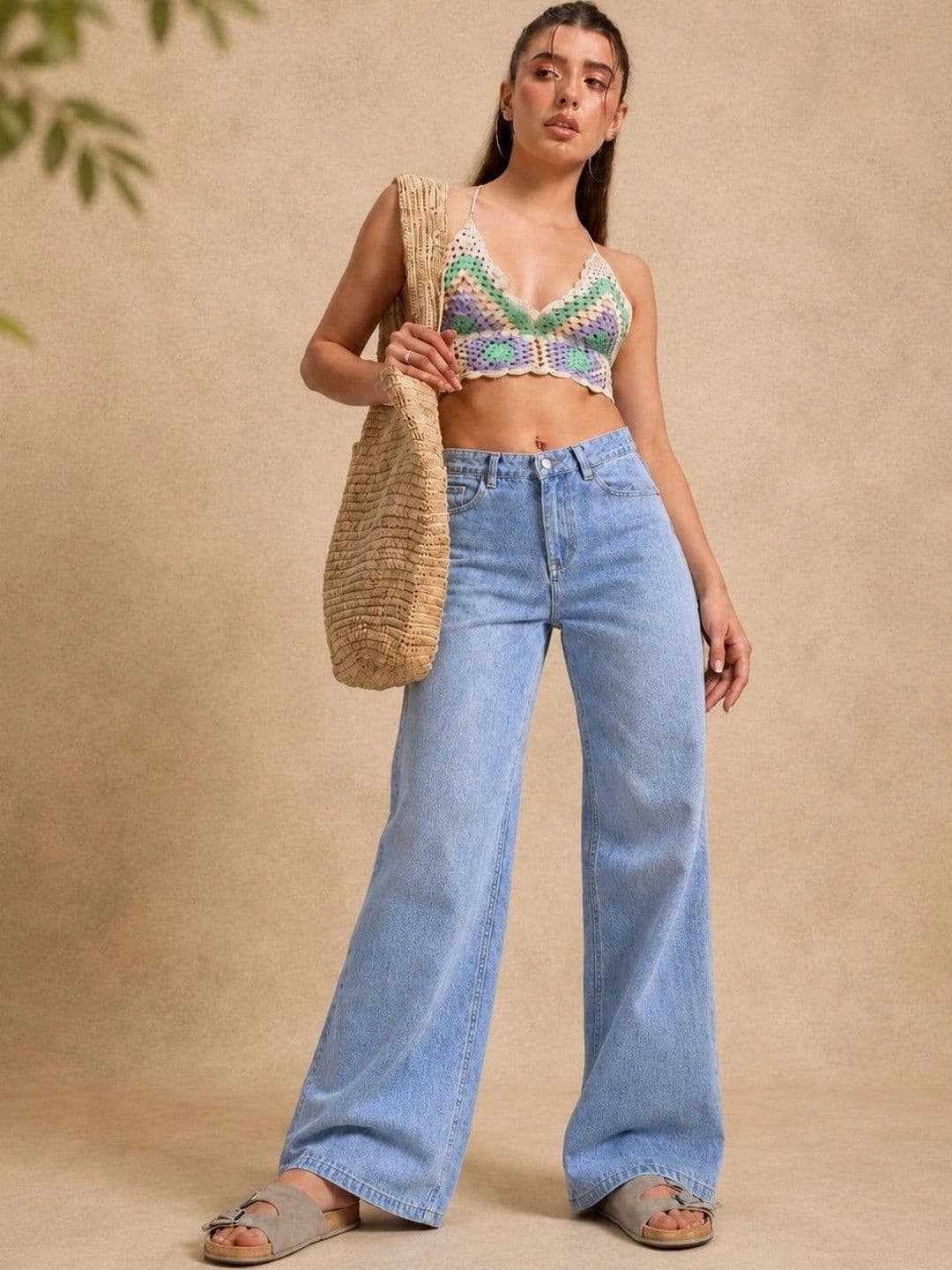 DressBerry Women Comfort Wide Leg High-Rise Light Fade Stretchable Jeans thumbnail 5