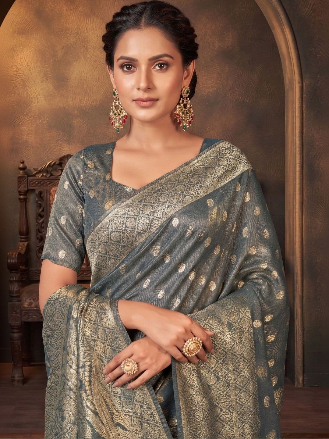 MONJOLIKA FASHION Woven Design Zari Silk Blend Designer Bomkai silk Saree thumbnail 3