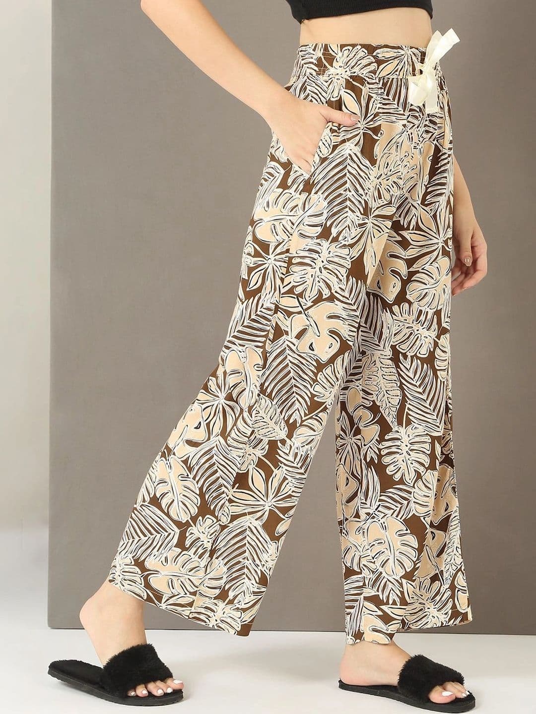 Sweet Dreams Women Floral Printed Knitted Palazzos thumbnail 4