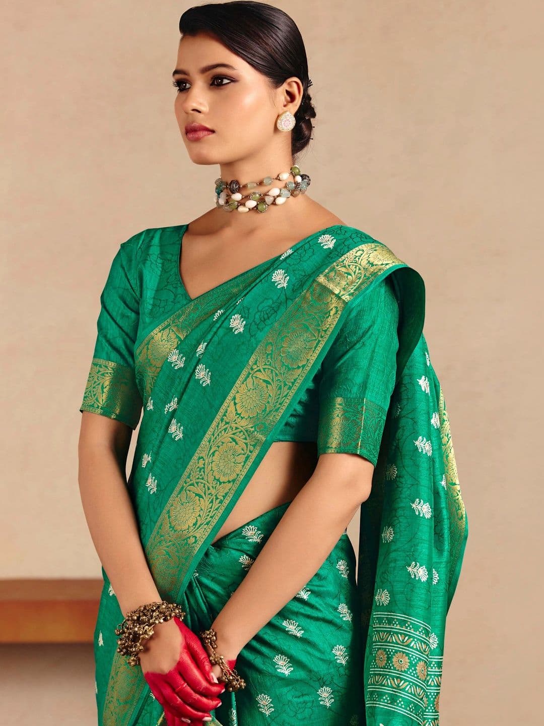 ELINA FASHION & HOME Woven Design Zari Silk Blend Designer Banarasi Saree thumbnail 4