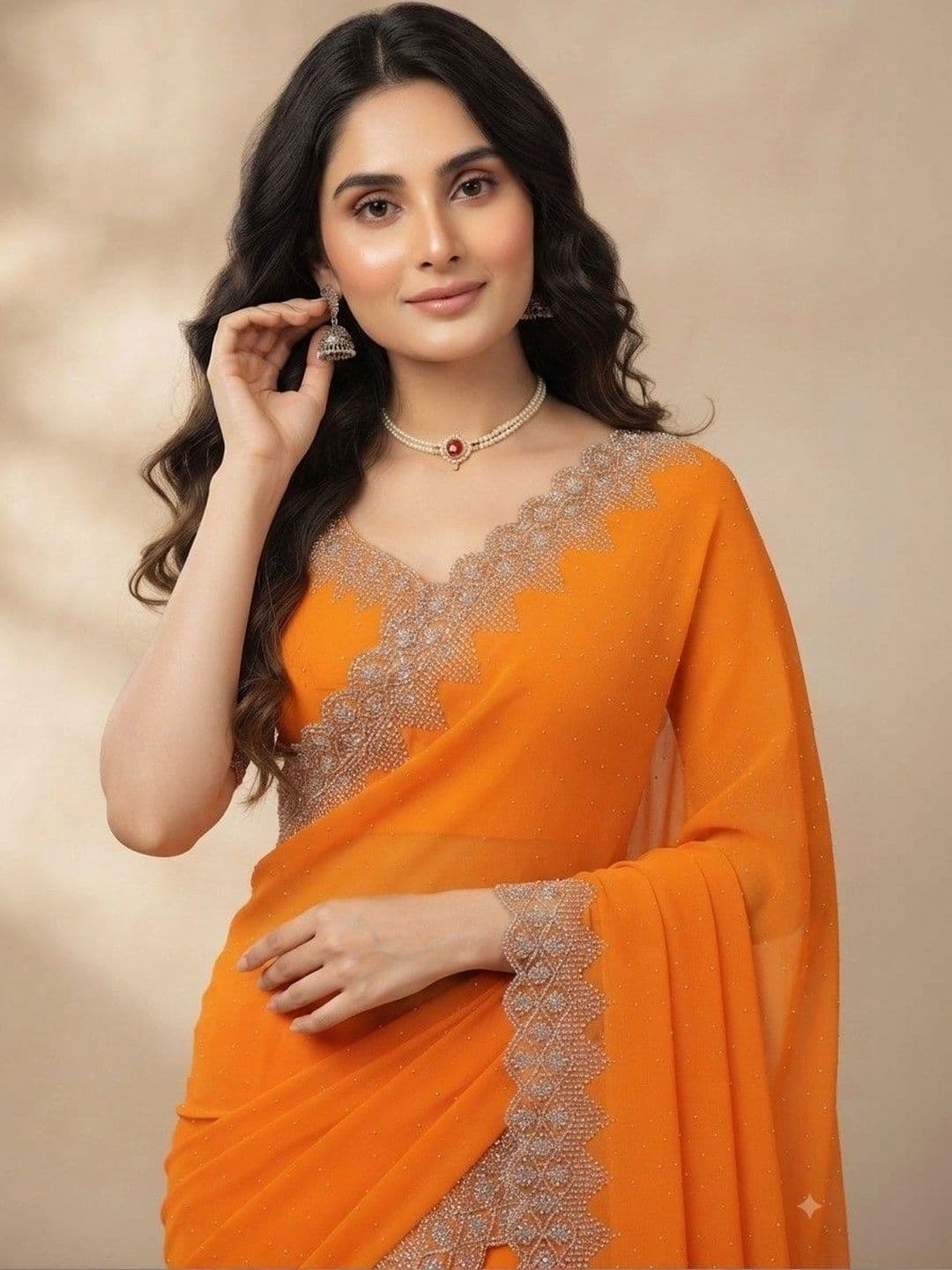 SmileyFashion Pure Georgette Saree thumbnail 4