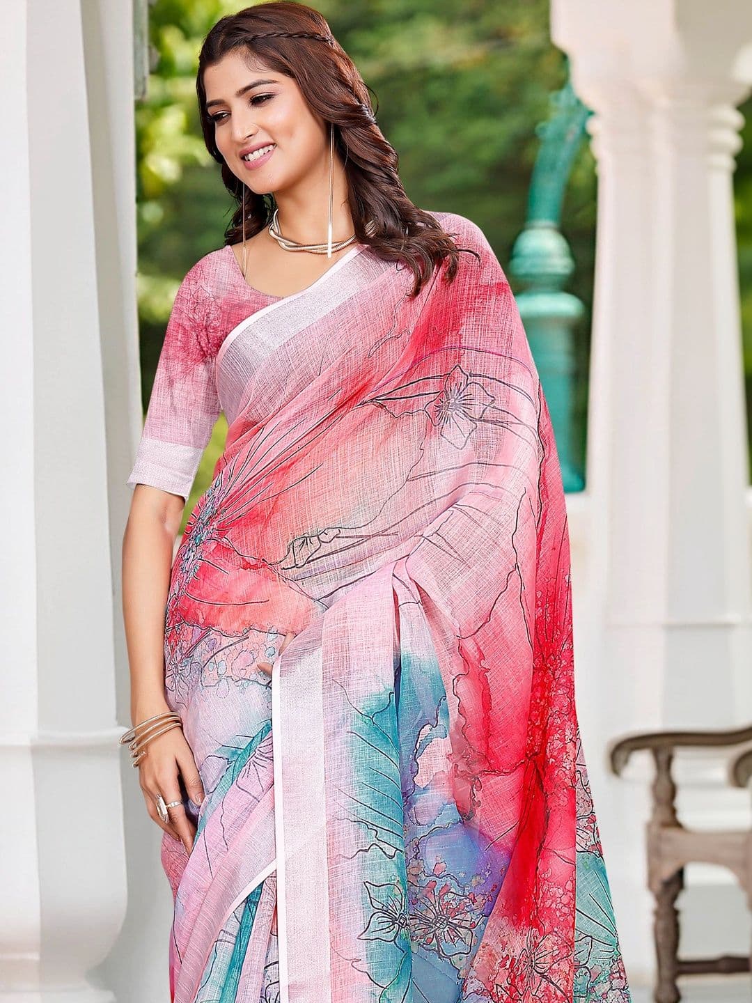 Maroosh Floral Saree thumbnail 2