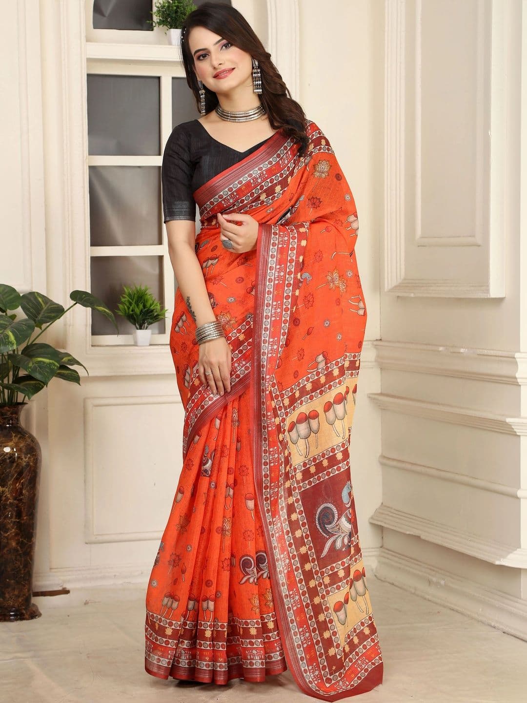 MANVAA  Women Printed Floral Saree thumbnail 2