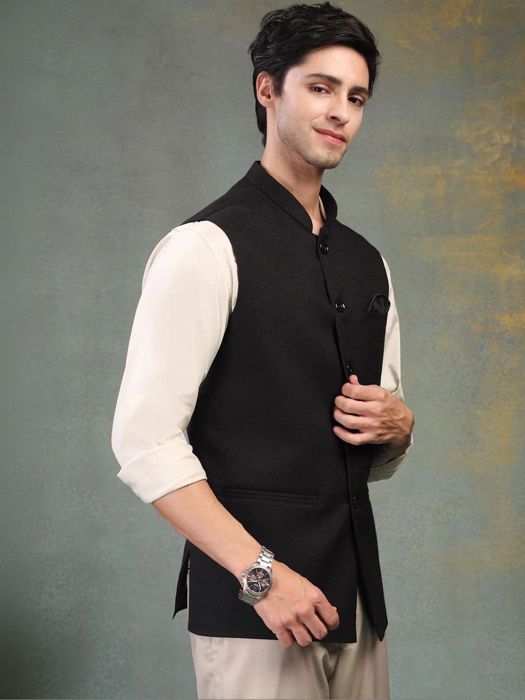 Badoliya & Sons Pure Wool Woven Nehru Jackets thumbnail 6