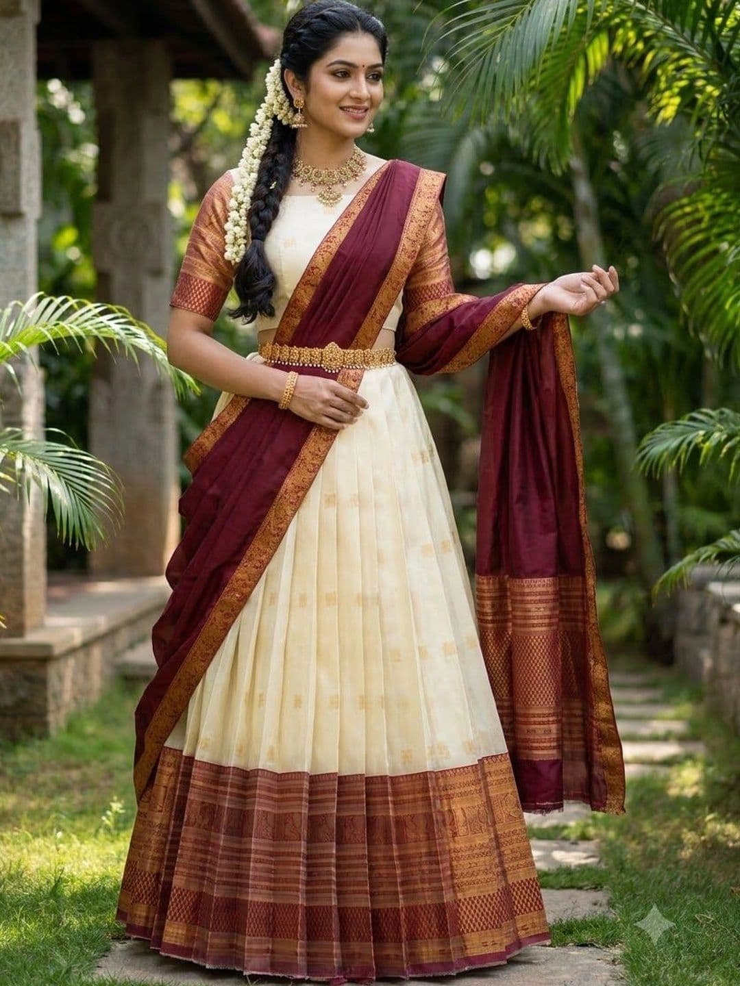 Fabcartz Semi-Stitched Lehenga & Unstitched Blouse With Dupatta thumbnail 2