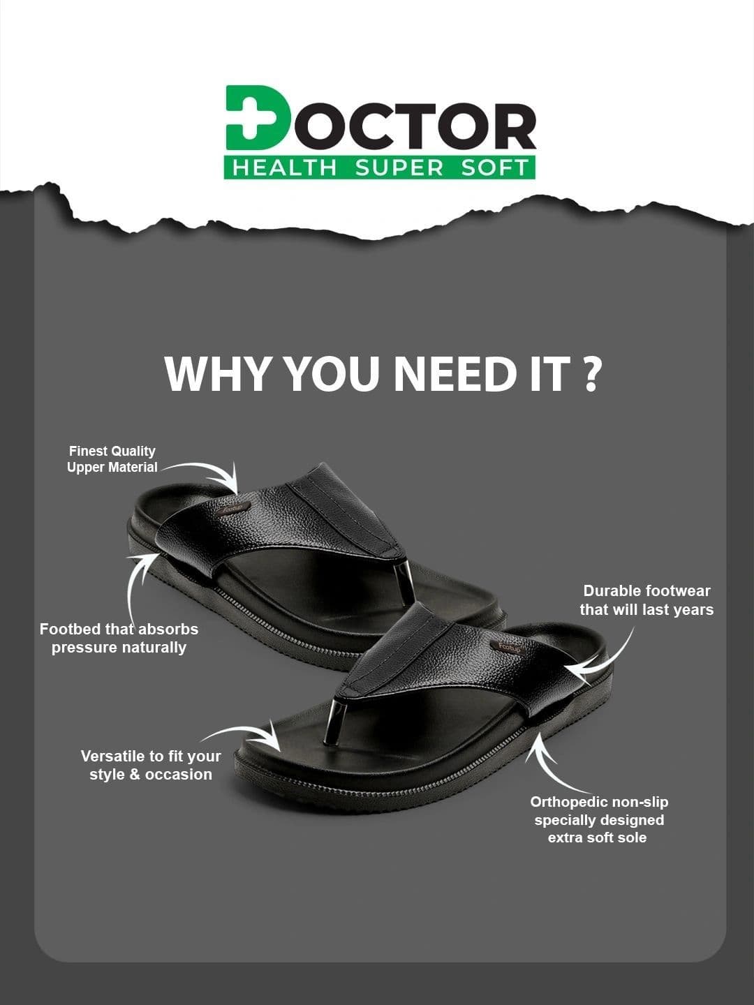DOCTOR HEALTH SUPER SOFT  Men Black Solid Eva Slip-On thumbnail 6