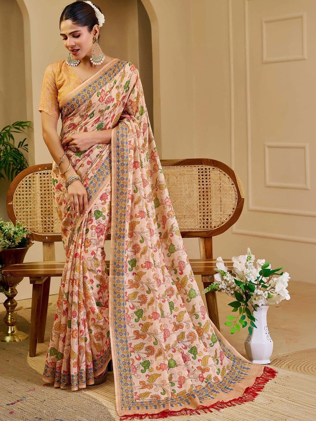 MANVAA Women  Kalamkari Silk Cotton Handloom Saree - view 1